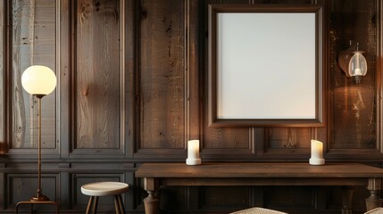 Wooden Wall Frame. Interior Decor. Blank Area.