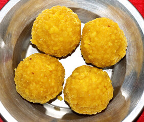 Bundi laddu dessert made during indian festival