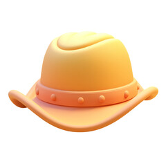 Fototapeta premium 3D rendering of a yellow cowboy hat with a transparent background.