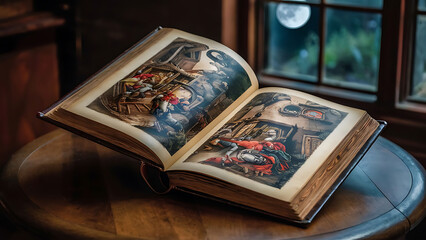 Knowledge and science children with books artistic graphic collage -  illustration