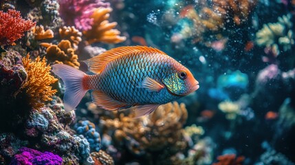 Colorful Fish Swimming Past Coral Reef