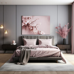 Luxurious Bedroom, Comfortable Modern Bed with pillows and premium bedsheets, premium hotel Interior
