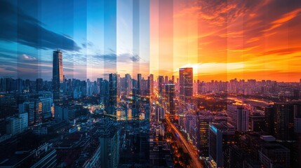Fototapeta premium Cityscape Time-Lapse: From Dusk Till Dawn