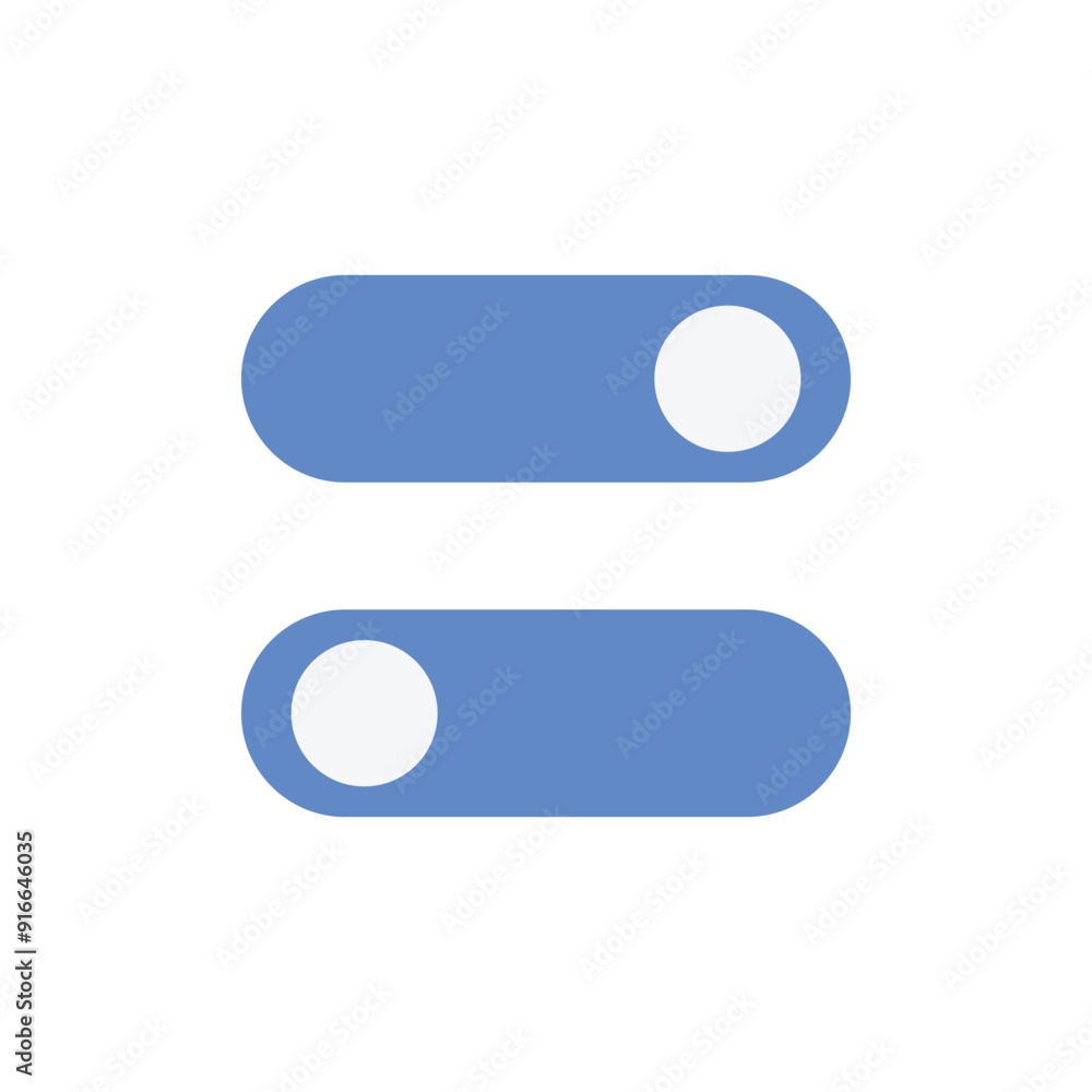 Poster on and off, blue toggle switch buttons. element design switch buttons set. vector illustration.