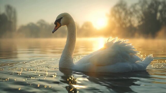 swan in nature Footage 4K