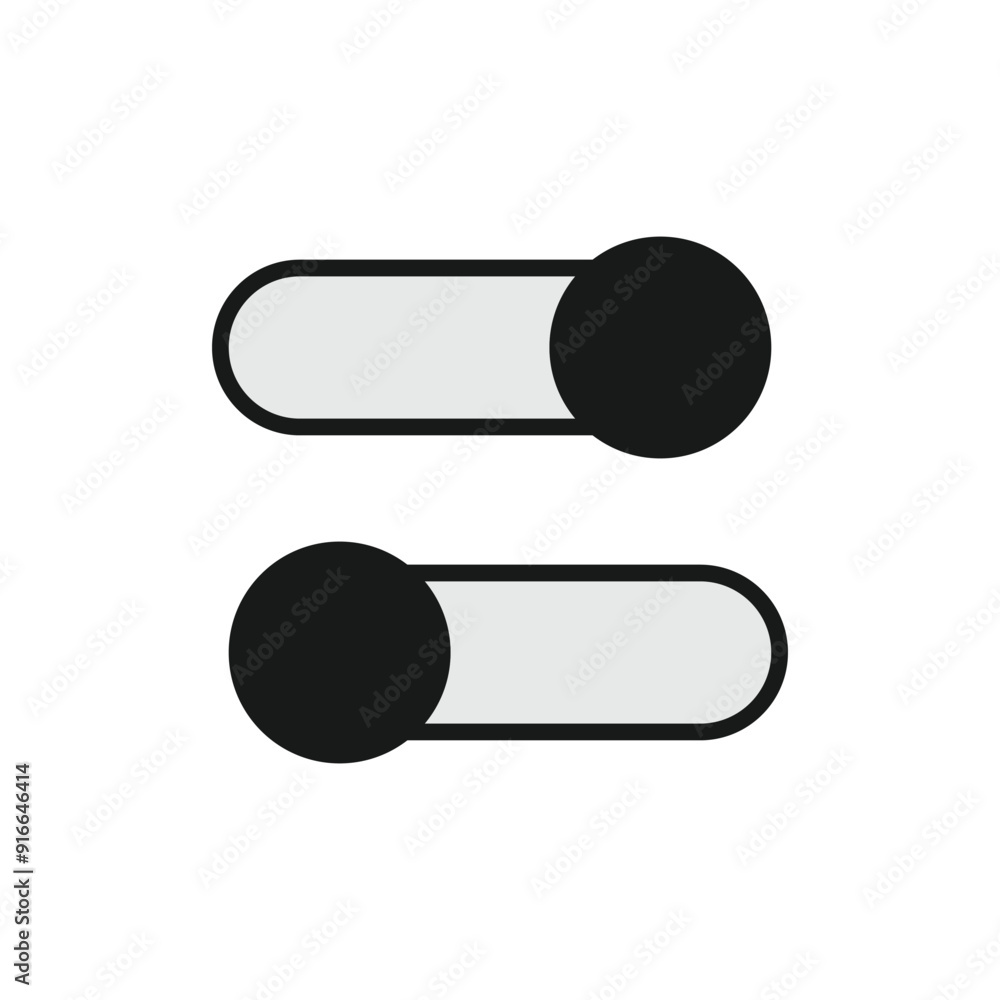 Poster toggles switch button. on, off vector set elements. setting control toggle design. vector illustrati