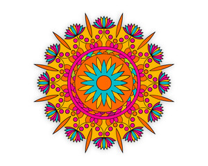 Indian ethnic mandala isolated on white background , vector illustration design.
