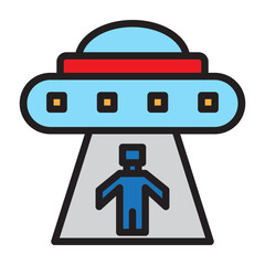 Alien Abduction Vector Filled Icon Design
