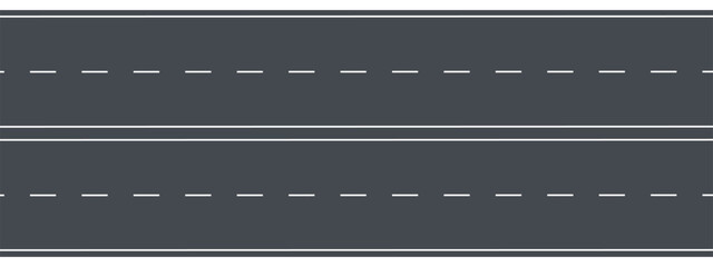 Road highway marking elements. Grey road, white line. Vector illustration