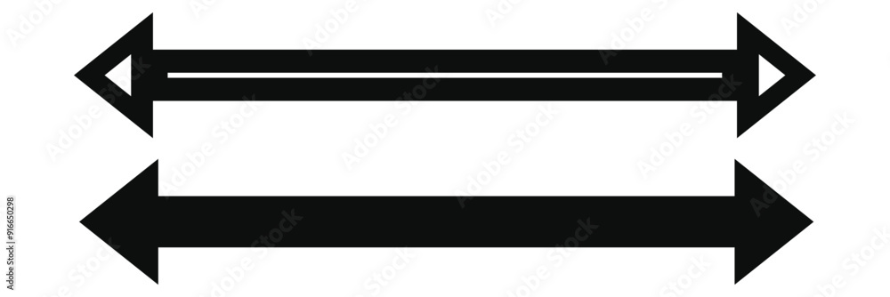 Poster set of long arrow vector, icon. black horizontal double side arrow. straight long arrow vector icon 
