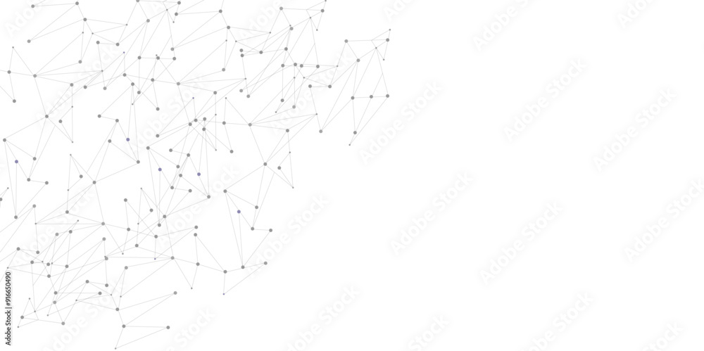 Poster Vector illustration of minimalistic design with connecting the dots and lines. Grey graphic background dots with connections technologies and sharing data as abstract concept.