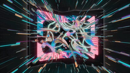 Fototapeta premium Abstract representation of a malfunctioning digital display featuring vibrant distortions and glitches