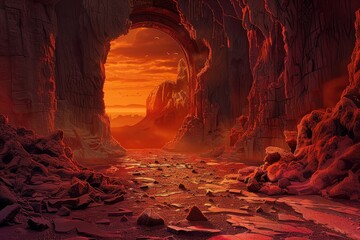 Ancient Alien Ruins In A Desolate Martian Landscape