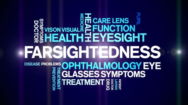 Farsightedness animated word cloud;text design animation tag kinetic typography seamless loop.