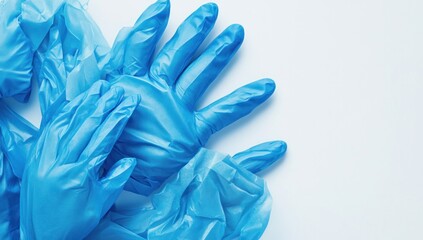 Blue Latex Gloves on a White Surface