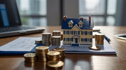 House Model with Coins and Documents