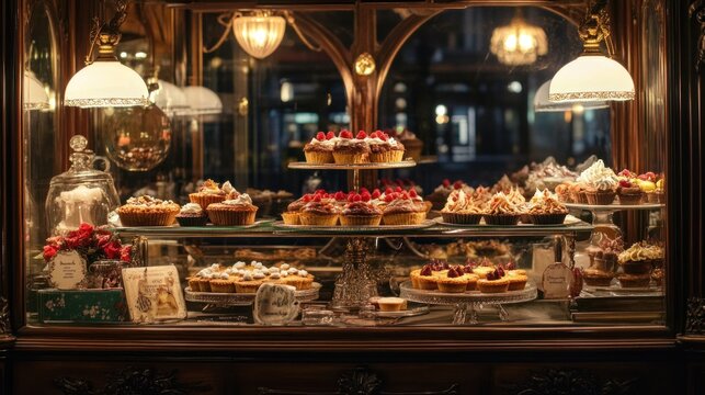 Assortment of Delicious Cupcakes on Display in a Bakery