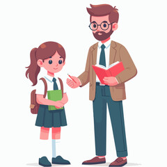 teacher and student flat illustration