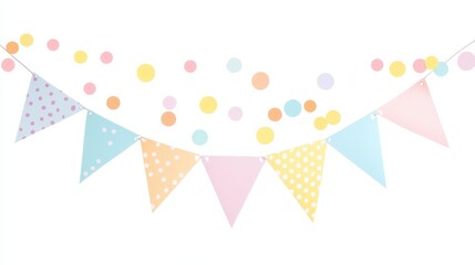 Pastel baby shower banner with stripes and polka dots for a festive celebration