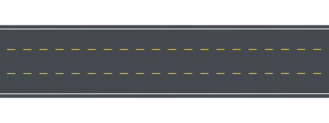 Asphalt road top view with two yellow lines. Vector illustration © AdityasStd