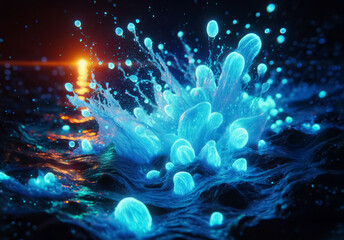 Unterwasser Splashs, Meeresgrund und Dynamik, leuchtend, Textur oder Hintergrund