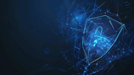 Cybersecurity Shield with Lock Symbol