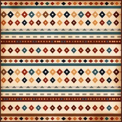 Vintage African inspired pattern with vibrant geometric shapes and colors