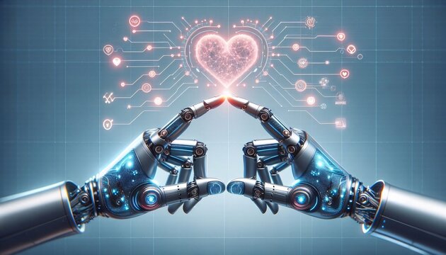 Roboterh&auml;nde formen ein leuchtendes Herz