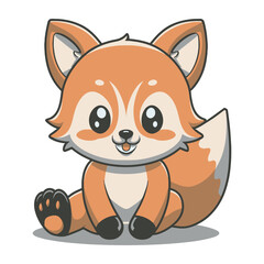 Adorable Cartoon Fox Sitting Vector Illustration, Cute Fox Character Vector Art for Kids Designs