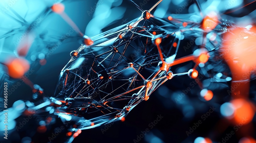 Aufkleber futuristic network connections, an abstract representation of advanced technology, featuring intrica