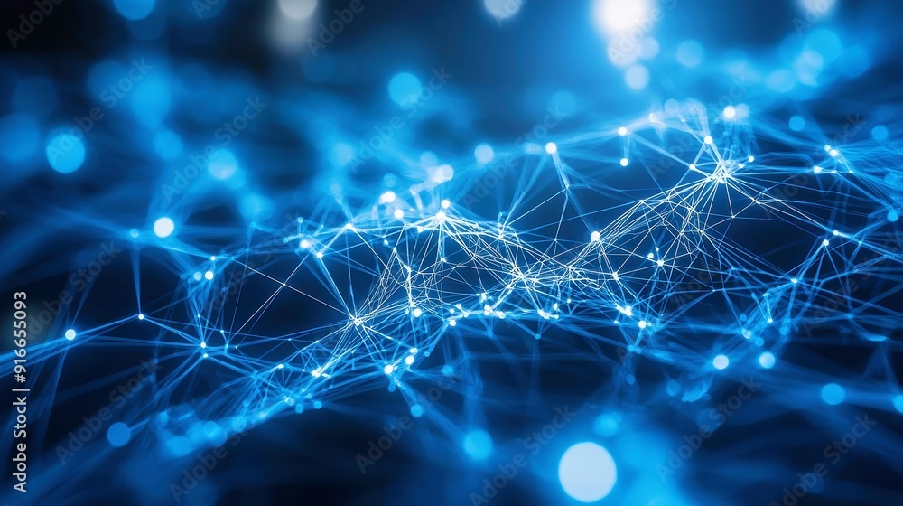 Poster abstract technology backdrop, interconnected particles, cyber network grid, global data connections,