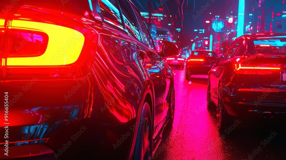 Poster ai traffic flow management system, vibrant solid color backdrop, innovative technology for optimizin