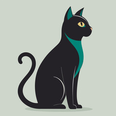 Elegant Black Cat Silhouette Vector Illustration, Stylish Black Cat Outline Vector for Pet Lovers