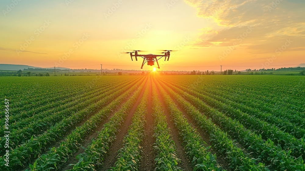 Poster precision agriculture revolution, examining the impact of data analytics and automation on modern fa