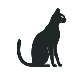 Elegant Black Cat Silhouette Vector Illustration, Stylish Black Cat Outline Vector for Pet Lovers