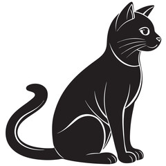 Elegant Black Cat Silhouette Vector Illustration, Stylish Black Cat Outline Vector for Pet Lovers