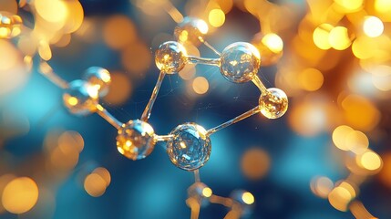 Biological Glass Molecules, intricate glass shapes resembling molecular structures, created through advanced artificial intelligence, showcasing the beauty of scientific design in a captivating form.