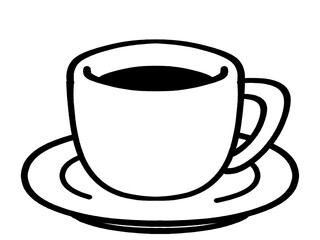 シンプルなコーヒーカップとソーサーのイラスト素材