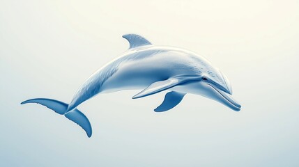 Obraz premium Sleek Dolphin Design, a graceful dolphin glides through calm waters, showcasing its streamlined body and playful spirit against an unobstructed backdrop, evoking tranquility and freedom.