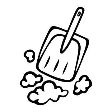 recommend clip art: Sweeping dust into a dustpan hand drawn doodle. Cleaning the house from dirt. Laundry room. Vector outline line art illustration.