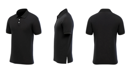 Black Polo - Shirt Mockup for Product Design - T-shirt Template for Logo Placement and Branding - Template for Company Shirt and Work Clothing - Presentation Background for Corporate Identity
