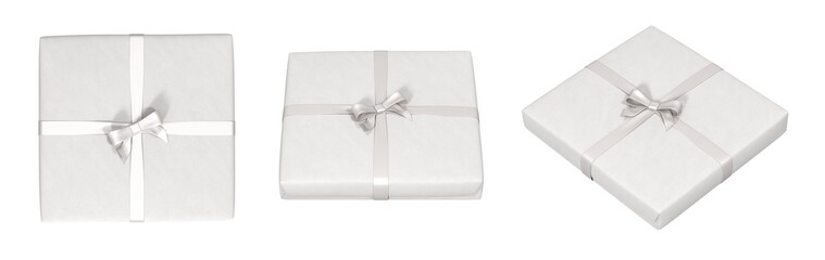 white paper wrapped gift box isolated