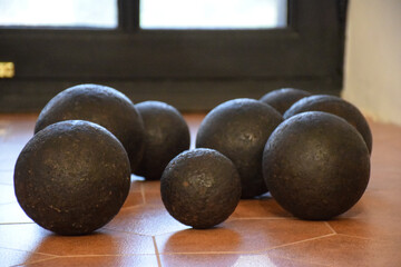 dumbbell on a wooden table