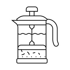 teapot press line icon vector. teapot press sign. isolated contour symbol black illustration