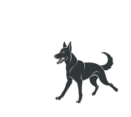 Obraz premium Black and White Dog Silhouette Vector Illustration, Loyal Dog Silhouette Editable Vector Graphic