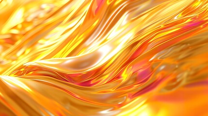 Golden metallic waves - abstract background, horizontal banner
