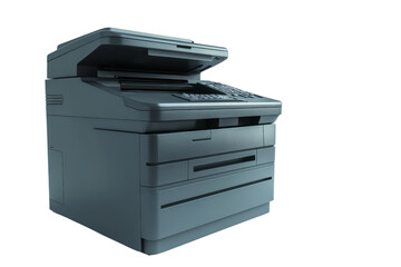 Modern multi-function printer and copier on transparent background. Ideal for office or home use with scanning and printing capabilities.