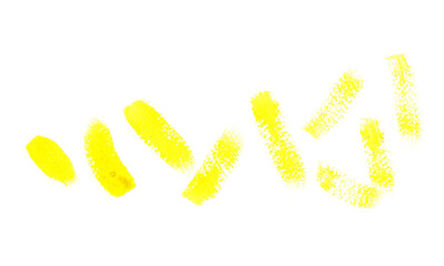 Set of Lemom yellow watercolor brush strokes on white background