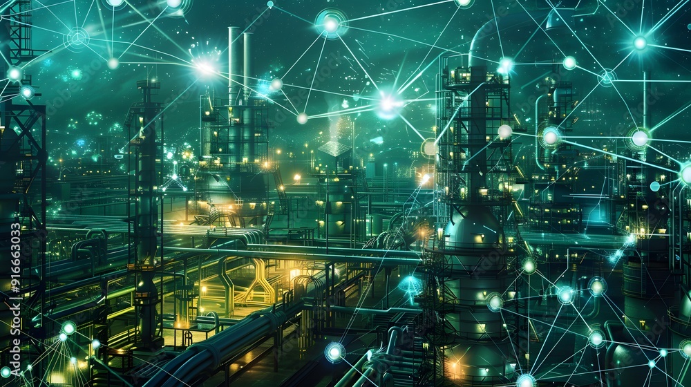 Poster an image depicting a complex web of standards and guidelines with industries and companies interconn