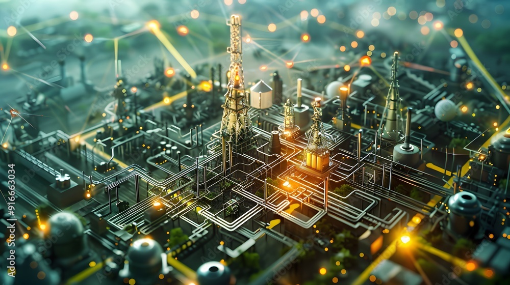 Poster an image depicting a complex web of standards and guidelines with industries and companies interconn
